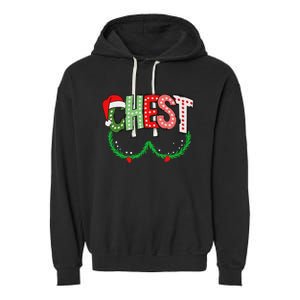 Chest Nuts Matching Chestnuts Funny Christmas Couples Chest Garment-Dyed Fleece Hoodie