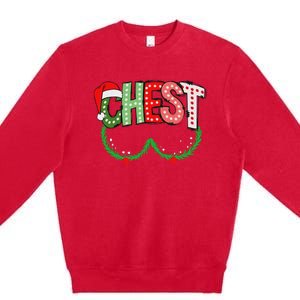 Chest Nuts Matching Chestnuts Funny Christmas Couples Chest Premium Crewneck Sweatshirt