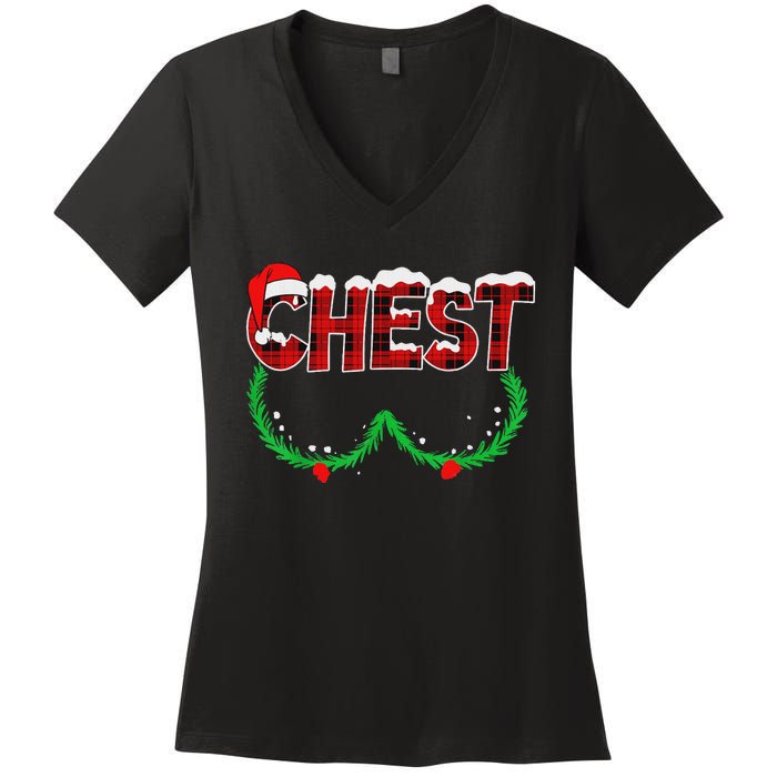 Chest Nuts Matching Chestnuts Funny Christmas Couples Chest Women's V-Neck T-Shirt