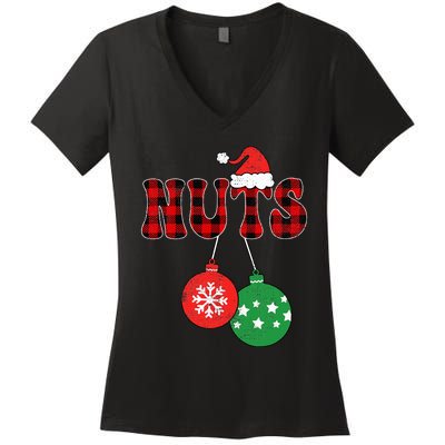 Chest Nuts Matching Chestnuts Xmas Couples Women's V-Neck T-Shirt