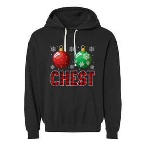 Chest Nuts Matching Chestnuts Funny Christmas Couples Chest Garment-Dyed Fleece Hoodie