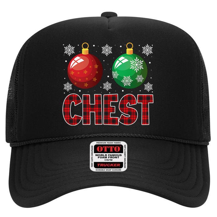 Chest Nuts Matching Chestnuts Funny Christmas Couples Chest High Crown Mesh Back Trucker Hat