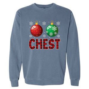 Chest Nuts Matching Chestnuts Funny Christmas Couples Chest Garment-Dyed Sweatshirt