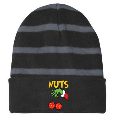 Chest Nuts Matching Chestnuts Funny Christmas Couples Nuts Striped Beanie with Solid Band