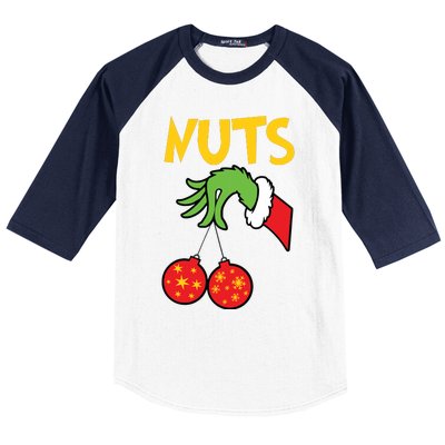 Chest Nuts Matching Chestnuts Funny Christmas Couples Nuts Baseball Sleeve Shirt