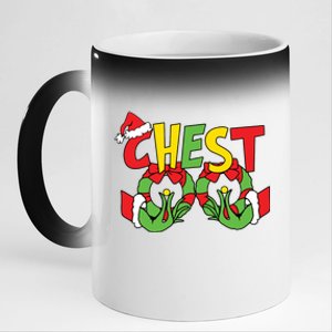 Chest Nuts Matching Chestnuts Funny Christmas Couples Nuts 11oz Black Color Changing Mug