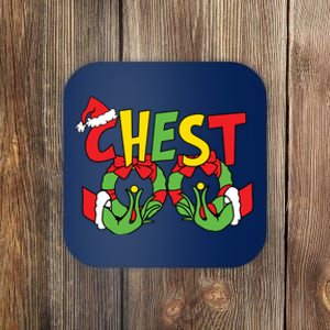 Chest Nuts Matching Chestnuts Funny Christmas Couples Nuts Coaster