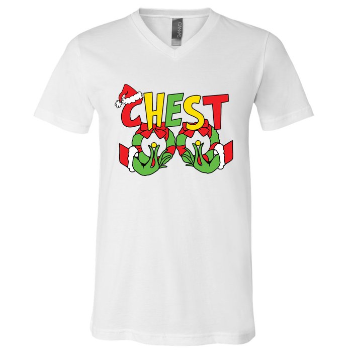 Chest Nuts Matching Chestnuts Funny Christmas Couples Nuts V-Neck T-Shirt