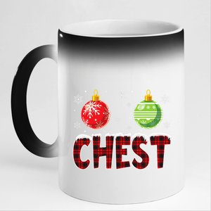 Chest Nuts Matching Chestnuts Funny Christmas Couples Chest Cute 11oz Black Color Changing Mug