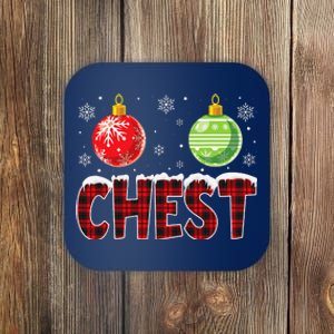 Chest Nuts Matching Chestnuts Funny Christmas Couples Chest Cute Coaster