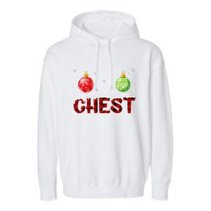 Chest Nuts Matching Chestnuts Funny Christmas Couples Chest Garment-Dyed Fleece Hoodie