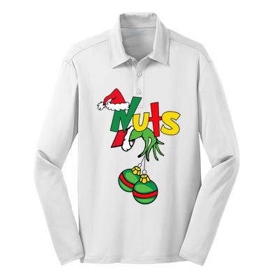 Chest Nuts Matching Chestnuts Funny Christmas Couples Nuts Silk Touch Performance Long Sleeve Polo