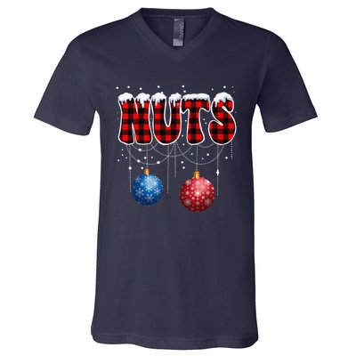 Chest Nuts Matching Chestnuts Funny Christmas Couples Nuts V-Neck T-Shirt