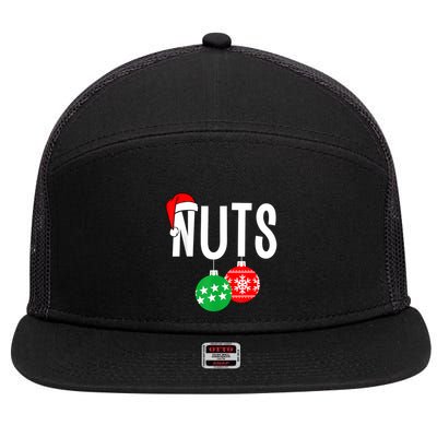 Chest Nuts Matching Chestnuts Funny Christmas Couples Nuts 7 Panel Mesh Trucker Snapback Hat