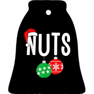 Chest Nuts Matching Chestnuts Funny Christmas Couples Nuts Ceramic Bell Ornament