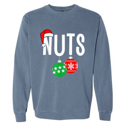 Chest Nuts Matching Chestnuts Funny Christmas Couples Nuts Garment-Dyed Sweatshirt