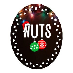 Chest Nuts Matching Chestnuts Funny Christmas Couples Nuts Ceramic Oval Ornament