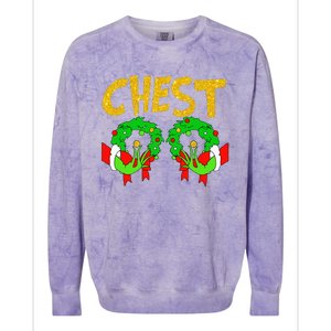 Chest Nuts Matching Chestnuts Funny Christmas Couples Chest Colorblast Crewneck Sweatshirt