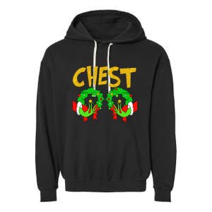 Chest Nuts Matching Chestnuts Funny Christmas Couples Chest Garment-Dyed Fleece Hoodie