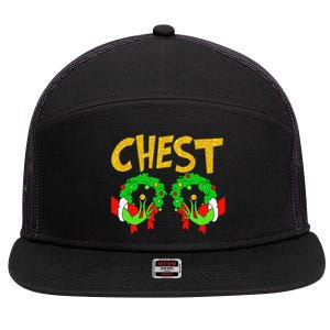 Chest Nuts Matching Chestnuts Funny Christmas Couples Chest 7 Panel Mesh Trucker Snapback Hat