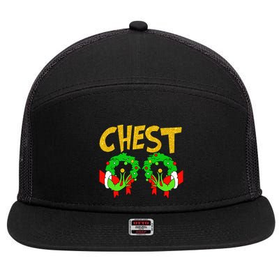 Chest Nuts Matching Chestnuts Funny Christmas Couples Chest 7 Panel Mesh Trucker Snapback Hat