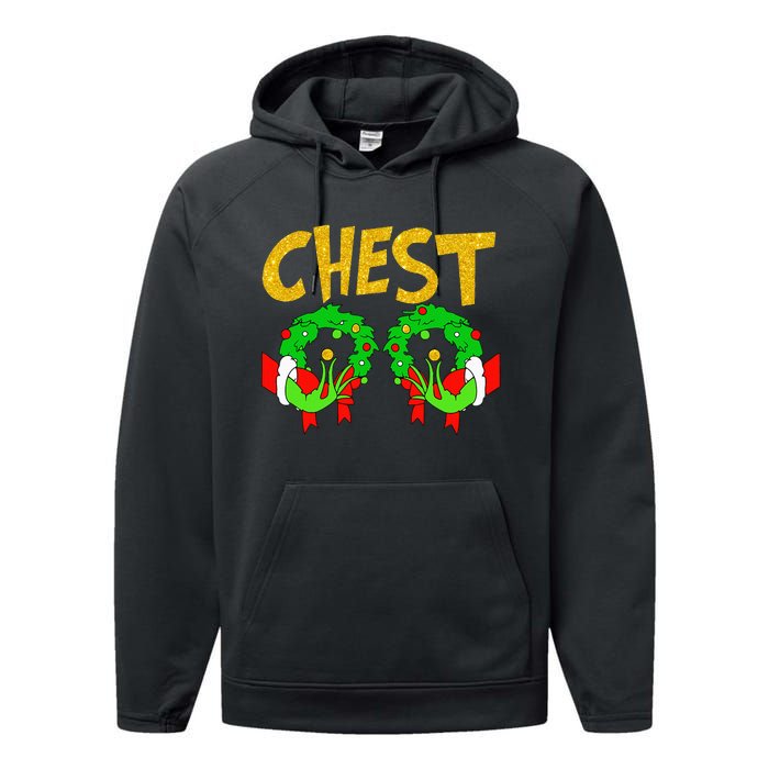 Chest Nuts Matching Chestnuts Funny Christmas Couples Chest Performance Fleece Hoodie