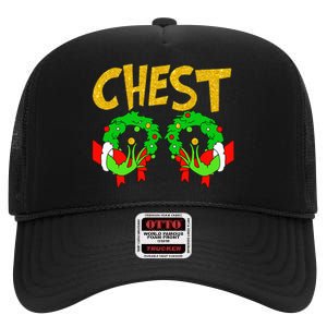 Chest Nuts Matching Chestnuts Funny Christmas Couples Chest High Crown Mesh Back Trucker Hat