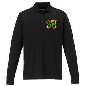 Chest Nuts Matching Chestnuts Funny Christmas Couples Chest Performance Long Sleeve Polo