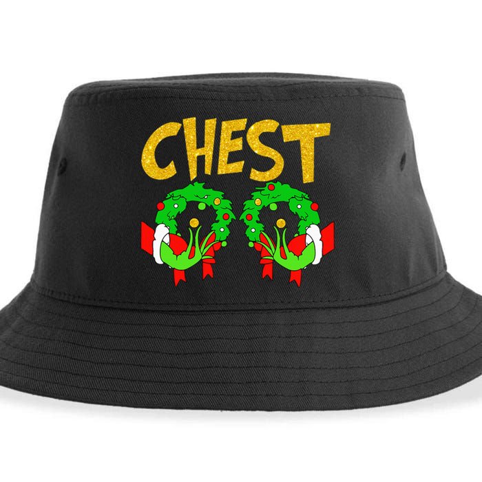 Chest Nuts Matching Chestnuts Funny Christmas Couples Chest Sustainable Bucket Hat