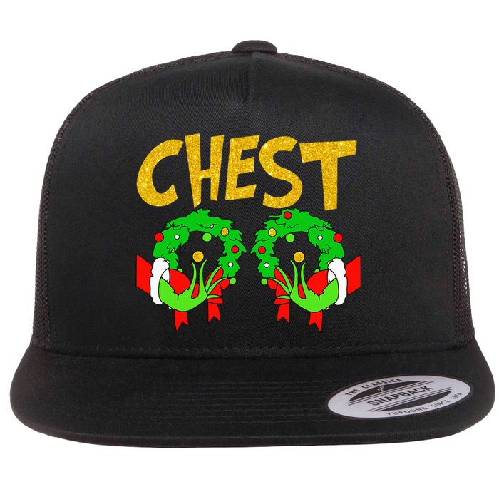 Chest Nuts Matching Chestnuts Funny Christmas Couples Chest Flat Bill Trucker Hat