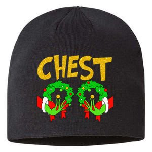 Chest Nuts Matching Chestnuts Funny Christmas Couples Chest Sustainable Beanie