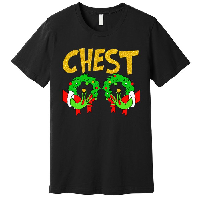 Chest Nuts Matching Chestnuts Funny Christmas Couples Chest Premium T-Shirt