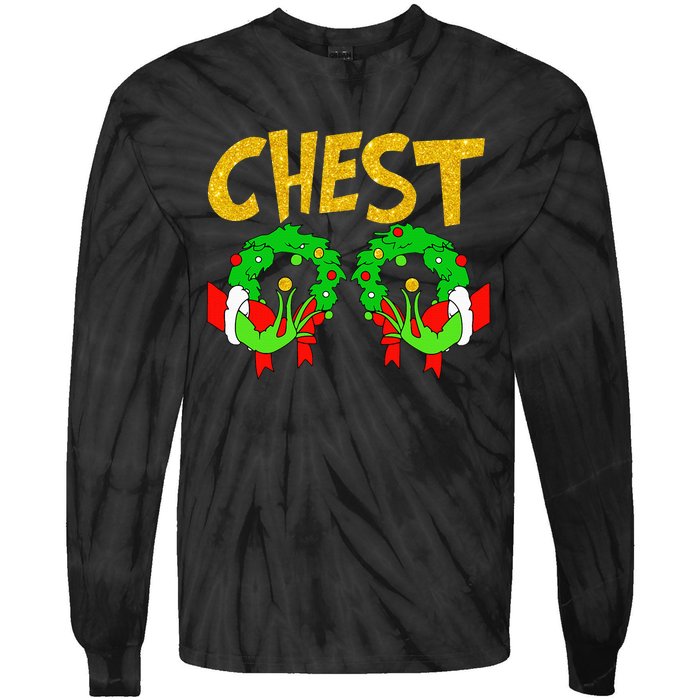 Chest Nuts Matching Chestnuts Funny Christmas Couples Chest Tie-Dye Long Sleeve Shirt