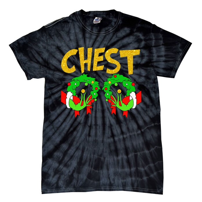 Chest Nuts Matching Chestnuts Funny Christmas Couples Chest Tie-Dye T-Shirt