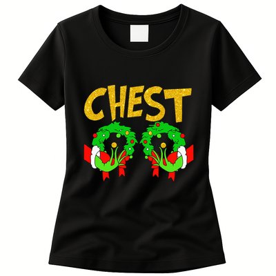 Chest Nuts Matching Chestnuts Funny Christmas Couples Chest Womens T-Shirt