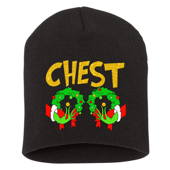 Chest Nuts Matching Chestnuts Funny Christmas Couples Chest Short Acrylic Beanie