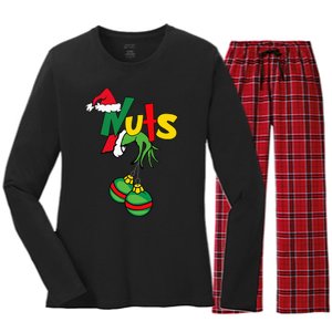 Chest Nuts Matching Chestnuts Funny Christmas Couples Nuts Women's Long Sleeve Flannel Pajama Set 