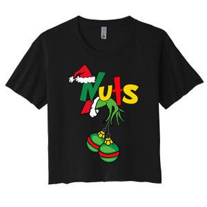 Chest Nuts Matching Chestnuts Funny Christmas Couples Nuts Women's Crop Top Tee