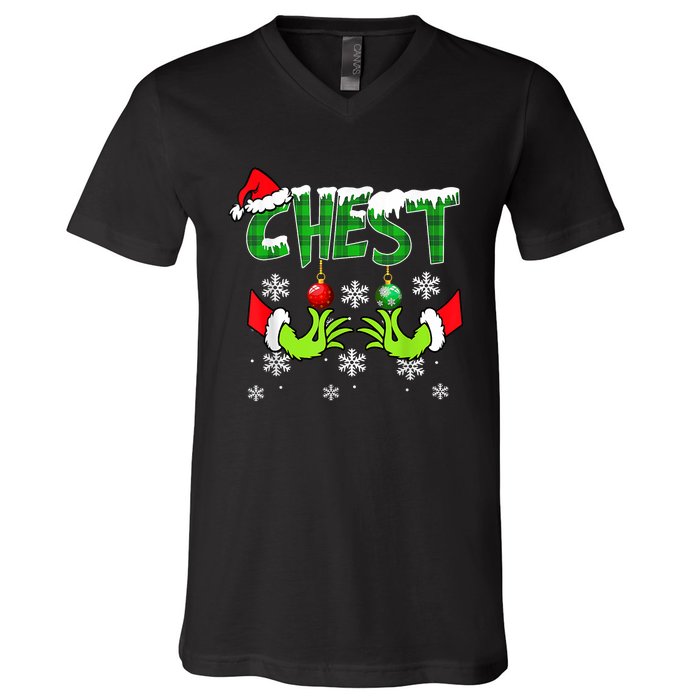 Chest Nuts Matching Chestnuts Christmas Snow Couples V-Neck T-Shirt