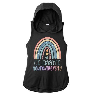 CELEBRATE NEURODIVERSITY Mental Health Autism Awareness Ladies PosiCharge Tri-Blend Wicking Draft Hoodie Tank