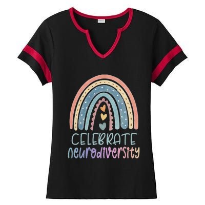 CELEBRATE NEURODIVERSITY Mental Health Autism Awareness Ladies Halftime Notch Neck Tee