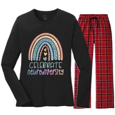 CELEBRATE NEURODIVERSITY Mental Health Autism Awareness Women's Long Sleeve Flannel Pajama Set 