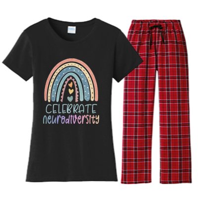 CELEBRATE NEURODIVERSITY Mental Health Autism Awareness Women's Flannel Pajama Set