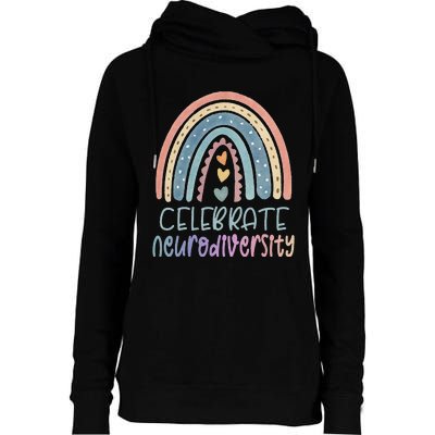 CELEBRATE NEURODIVERSITY Mental Health Autism Awareness Womens Funnel Neck Pullover Hood