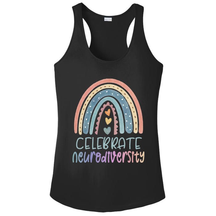 CELEBRATE NEURODIVERSITY Mental Health Autism Awareness Ladies PosiCharge Competitor Racerback Tank