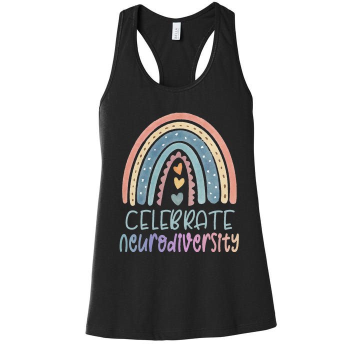 CELEBRATE NEURODIVERSITY Mental Health Autism Awareness Women's Racerback Tank