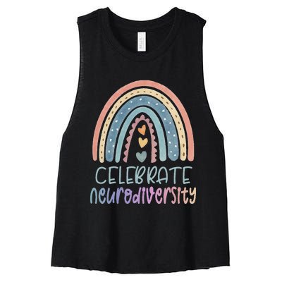 CELEBRATE NEURODIVERSITY Mental Health Autism Awareness Women's Racerback Cropped Tank