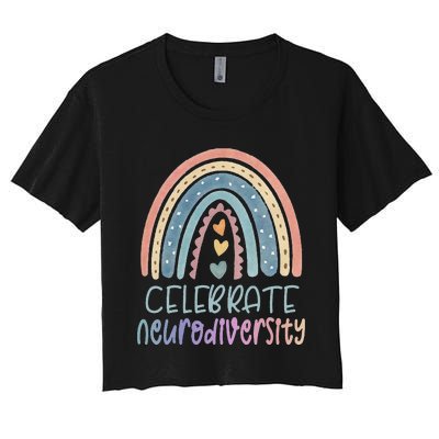 CELEBRATE NEURODIVERSITY Mental Health Autism Awareness Women's Crop Top Tee