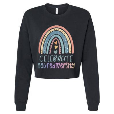 CELEBRATE NEURODIVERSITY Mental Health Autism Awareness Cropped Pullover Crew