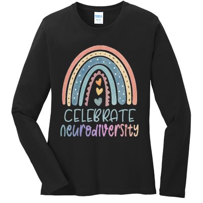 CELEBRATE NEURODIVERSITY Mental Health Autism Awareness Ladies Long Sleeve Shirt